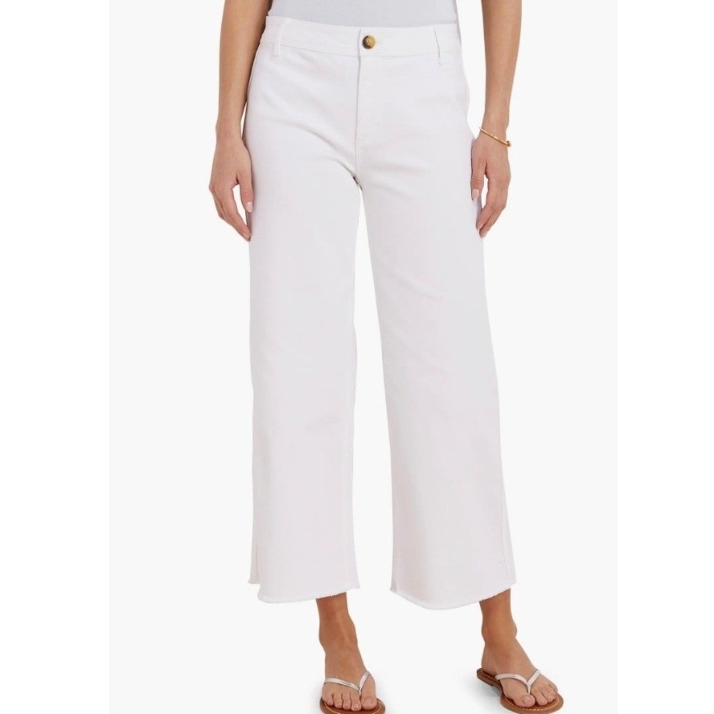 NEW Vineyard Vines Mariner High Rise Wide Leg Raw Hem Jeans White Size 32 - Picture 3 of 6
